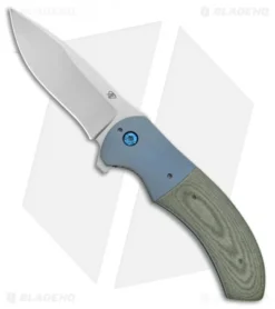 Aaron Frederick Custom Rictor Flipper Knife Green Micarta/Ti (3.37" Stonewash)