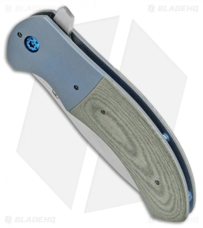 Aaron Frederick Custom Rictor Flipper Knife Green Micarta/Ti (3.37" Stonewash) 2 Aaron Frederick Custom Rictor Flipper Knife Green Micarta/Ti (3.37" Stonewash) - Image 2