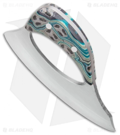 Andreas Kalani Custom Skinner Pro Canvas Micarta Blue/Grey (Satin 80CRV2) 2 Andreas Kalani Custom Skinner Pro Canvas Micarta Blue/Grey (Satin 80CRV2) - Image 2