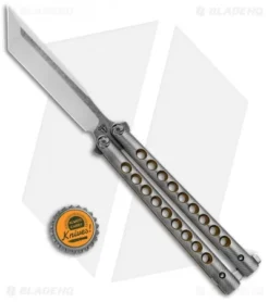 Biegler Bladeworks Custom Balisong Archon 9 Holes Titanium W/ Latch (4.3" Satin) -Benchmade Shop Biegler Bladeworks Custom Balisong Archon 9 Holes Ti Latch Satin BHQ 131743 jr bottlecap