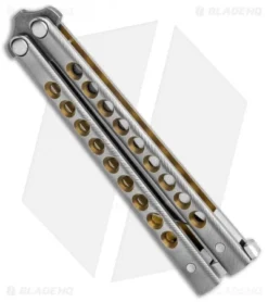 Biegler Bladeworks Custom Balisong Archon 9 Holes Titanium W/ Latch (4.3" Satin) -Benchmade Shop Biegler Bladeworks Custom Balisong Archon 9 Holes Ti Latch Satin BHQ 131743 jr side