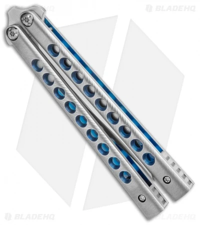 Biegler Bladeworks Custom Stinkfinger Balisong Knife Blue/Gray Ti (4.4" Satin) 2 2 Biegler Bladeworks Custom Stinkfinger Balisong Knife Blue/Gray Ti (4.4" Satin) 2 - Image 2