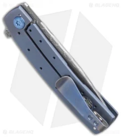 Brad Zinker FR Flipper Knife Blue Titanium (2.9" Damascus) 6 Brad Zinker FR Flipper Knife Blue Titanium (2.9" Damascus) -Benchmade Shop Brad Zinker FR Flipper Knife Blue Titanium Damascus BHQ 99354 kp side