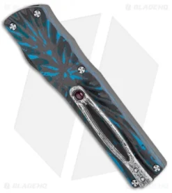 Brian Tighe Custom Small Twist Tighe Dagger OTF Blue Fat CF (2.75" Damasteel) -Benchmade Shop Brian Tighe Custom Small Twist Tighe Dagger OTF Blue Fat Carbon Damasteel BHQ 115792 jr side