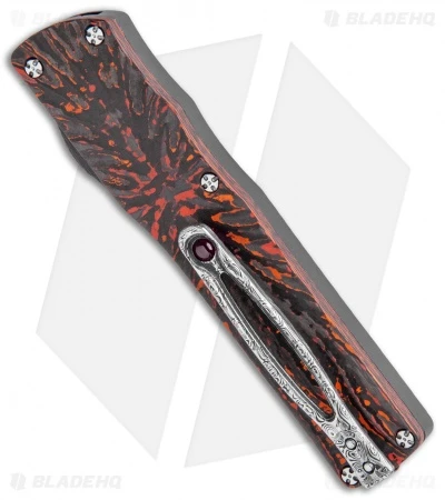 Brian Tighe Custom Small Twist Tighe Tanto OTF Red Fat CF (2.75" Damasteel) 4 Brian Tighe Custom Small Twist Tighe Tanto OTF Red Fat CF (2.75" Damasteel) - Image 4