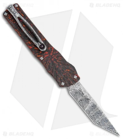 Brian Tighe Custom Small Twist Tighe Tanto OTF Red Fat CF (2.75" Damasteel) 1 Brian Tighe Custom Small Twist Tighe Tanto OTF Red Fat CF (2.75" Damasteel)