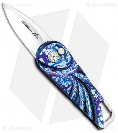 Brian Tighe Custom Tighe Nee Automatic Knife Timascus (1.9" Mirror) 1 Brian Tighe Custom Tighe Nee Automatic Knife Timascus (1.9" Mirror)