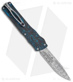 Brian Tighe Custom Twist Tighe Clip Point OTF Blue Fat CF (3.75" Damasteel)
