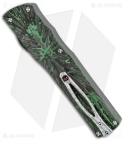 Brian Tighe Custom Twist Tighe Dagger OTF Green Fat CF (3.75" Damasteel) 8 Brian Tighe Custom Twist Tighe Dagger OTF Green Fat CF (3.75" Damasteel) -Benchmade Shop Brian Tighe Custom Twist Tighe Dagger Green Fat Carbon Damasteel BHQ 115800 jr side