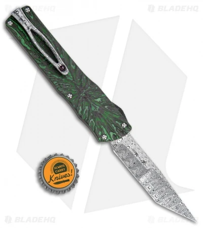 Brian Tighe Custom Twist Tighe Tanto OTF Green Fat CF (3.75" Damasteel) 5 Brian Tighe Custom Twist Tighe Tanto OTF Green Fat CF (3.75" Damasteel) - Image 5