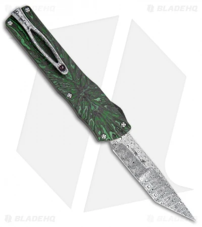 Brian Tighe Custom Twist Tighe Tanto OTF Green Fat CF (3.75" Damasteel) 1 Brian Tighe Custom Twist Tighe Tanto OTF Green Fat CF (3.75" Damasteel)