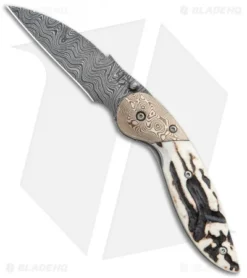 Front Page 26 Broadwell Studios Custom Gent's Dress Folder Knife Stag (2.75" Damascus)