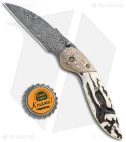 Broadwell Studios Custom Gent's Dress Folder Knife Stag (2.75" Damascus) -Benchmade Shop Broadwell Studios Custom Gents Dress Stag Damascus BHQ 119596 jr bottlecap