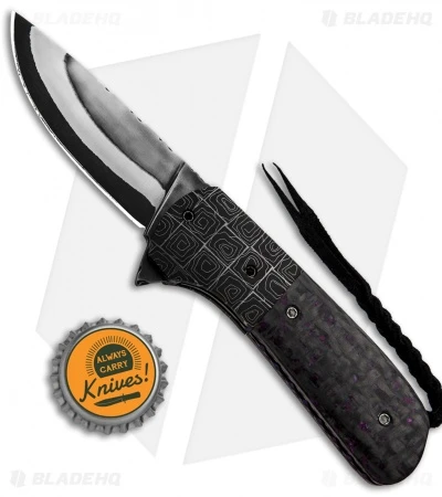 Burr Oak Knives C-MO Flipper Knife Sugilite Carbon Fiber (2.75" San Mai) 4 Burr Oak Knives C-MO Flipper Knife Sugilite Carbon Fiber (2.75" San Mai) - Image 4