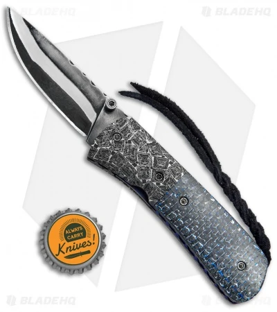 Burr Oak Knives C-MO Full Dress Knife Blue LSCF/Zombie Damascus (2.6" San Mai) 4 Burr Oak Knives C-MO Full Dress Knife Blue LSCF/Zombie Damascus (2.6" San Mai) - Image 4