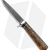 Burr Oak Drop Point Dangler Fixed Blade Knife Afzelia/Ebony (3.5" Damascus)