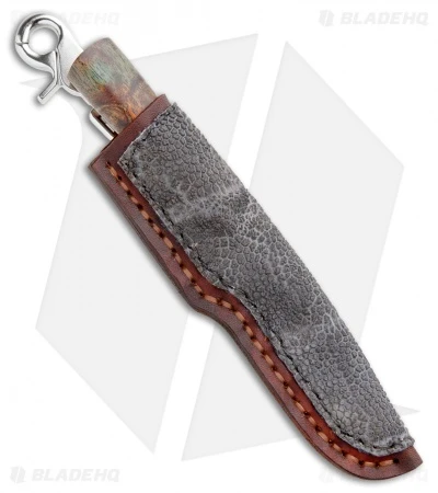 Burr Oak Drop Point Dangler Fixed Blade Knife Afzelia/Ebony (3.5" Damascus) 3 Burr Oak Drop Point Dangler Fixed Blade Knife Afzelia/Ebony (3.5" Damascus) - Image 3