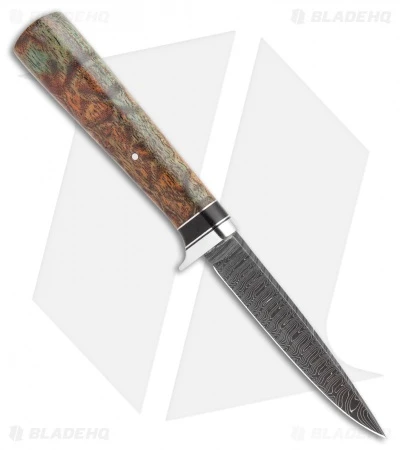 Burr Oak Drop Point Dangler Fixed Blade Knife Afzelia/Ebony (3.5" Damascus) 2 Burr Oak Drop Point Dangler Fixed Blade Knife Afzelia/Ebony (3.5" Damascus) - Image 2