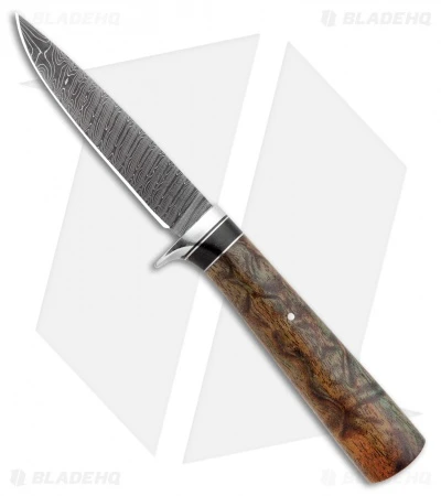 Burr Oak Drop Point Dangler Fixed Blade Knife Afzelia/Ebony (3.5" Damascus) 1 Burr Oak Drop Point Dangler Fixed Blade Knife Afzelia/Ebony (3.5" Damascus)