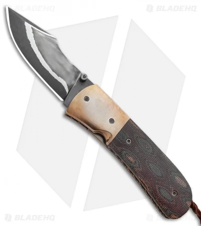 Burr Oak Knives Harpoon Mini Knife Snakeskin Micarta/Bronze (3" San Mai) 1 Burr Oak Knives Harpoon Mini Knife Snakeskin Micarta/Bronze (3" San Mai)