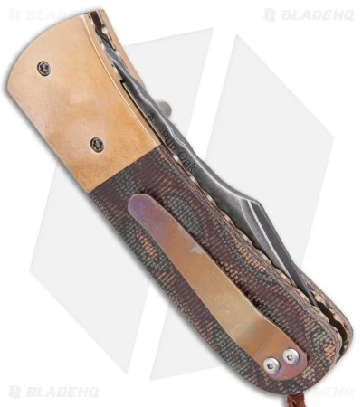 Burr Oak Knives Harpoon Mini Knife Snakeskin Micarta/Bronze (3" San Mai) 3 Burr Oak Knives Harpoon Mini Knife Snakeskin Micarta/Bronze (3" San Mai) - Image 3