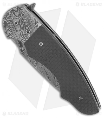 Butch Ball Custom Liner Lock Flipper Knife Damascus/CF (3.25" Damascus) 2 Butch Ball Custom Liner Lock Flipper Knife Damascus/CF (3.25" Damascus) - Image 2