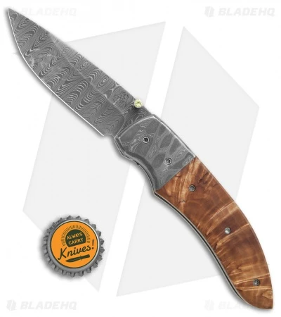 Butch Ball Custom Liner Lock Knife Damascus/Masur Birch (3.4" Damascus) 4 Butch Ball Custom Liner Lock Knife Damascus/Masur Birch (3.4" Damascus) - Image 4