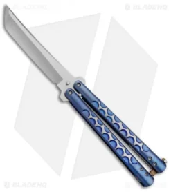 Chuck Gedraits Custom Balisong #165 Knife Blue Ti W/ Kevlar LSCF Latch (Satin)