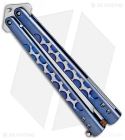 Chuck Gedraits Custom Balisong #165 Knife Blue Ti W/ Kevlar LSCF Latch (Satin) 6 Chuck Gedraits Custom Balisong #165 Knife Blue Ti W/ Kevlar LSCF Latch (Satin) -Benchmade Shop Chuck Gedraitis Custom Channel Balisong 165 Blue Ti Kevlar LSCF Latch BHQ 71716 jr side