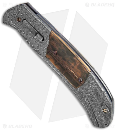 Chuck Gedraitis Custom Clever Girl Automatic Knife + Stand (3.75" Damascus) 2 Chuck Gedraitis Custom Clever Girl Automatic Knife + Stand (3.75" Damascus) - Image 2