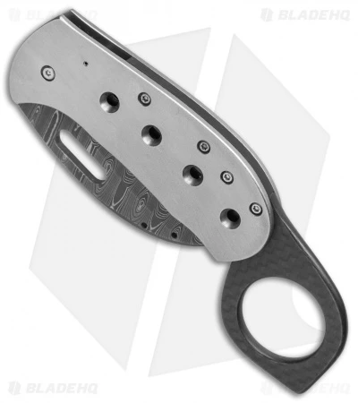 Chuck Gedraitis Karambit Frame Lock Knife Ti/Carbon Fiber (2.25"Damascus) 2 Chuck Gedraitis Karambit Frame Lock Knife Ti/Carbon Fiber (2.25"Damascus) - Image 2