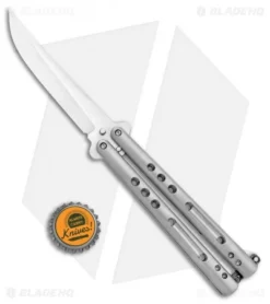 Chuck Gedraitis Knives Balisong #202 Titanium Butterfly Knife (4.25" Satin) 7 Chuck Gedraitis Knives Balisong #202 Titanium Butterfly Knife (4.25" Satin) -Benchmade Shop Chuck Gedraitis Knives Balisong 202 Ti Butterfly Satin BHQ 100745 jr bottlecap