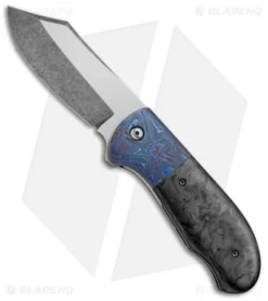 Chuck Gedraitis Large Puffin Flipper Knife Marbled CF/Timascus (3.5" Two-Tone)