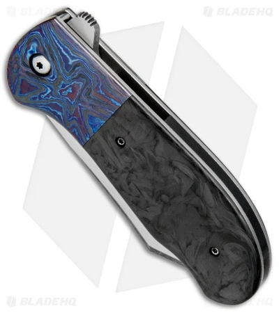 Chuck Gedraitis Large Puffin Flipper Knife Marbled CF/Timascus (3.5" Two-Tone) 2 Chuck Gedraitis Large Puffin Flipper Knife Marbled CF/Timascus (3.5" Two-Tone) - Image 2