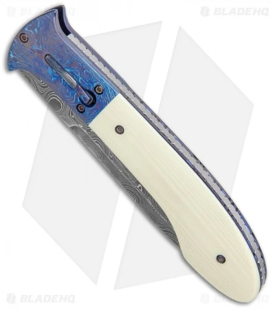Chuck Gedraitis Phoenix Automatic Knife Ivory G-10/Timascus (4.25" Damascus) 2 Chuck Gedraitis Phoenix Automatic Knife Ivory G-10/Timascus (4.25" Damascus) - Image 2