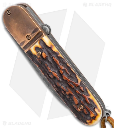Chuck Gedraitis Switchblade Automatic Knife Brown Stag Horn (3.25" Dark) 2 Chuck Gedraitis Switchblade Automatic Knife Brown Stag Horn (3.25" Dark) - Image 2