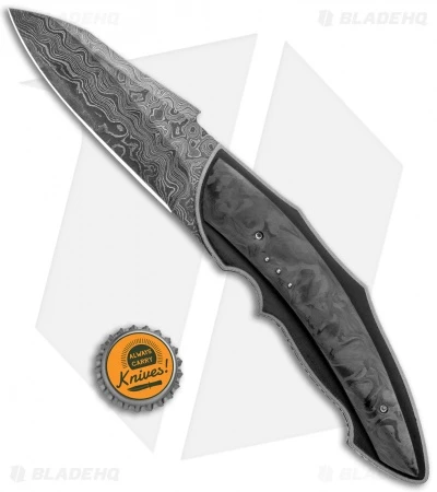 Corrie Schoeman Ilusion Flipper Knife Marble Carbon Fiber/G-10 (3.5" Damascus) 4 Corrie Schoeman Ilusion Flipper Knife Marble Carbon Fiber/G-10 (3.5" Damascus) - Image 4