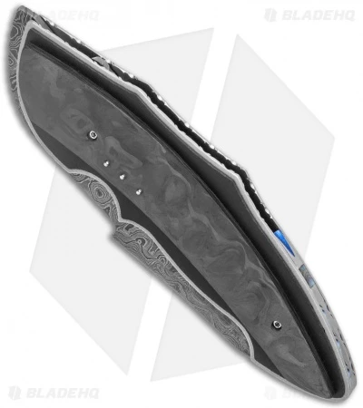 Corrie Schoeman Ilusion Flipper Knife Marble Carbon Fiber/G-10 (3.5" Damascus) 2 Corrie Schoeman Ilusion Flipper Knife Marble Carbon Fiber/G-10 (3.5" Damascus) - Image 2