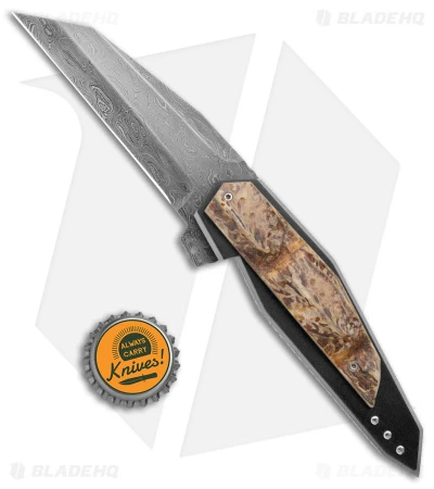 Corrie Schoeman N Able Flipper Knife Crocodile Skin (3.25" Damascus) 4 Corrie Schoeman N Able Flipper Knife Crocodile Skin (3.25" Damascus) - Image 4