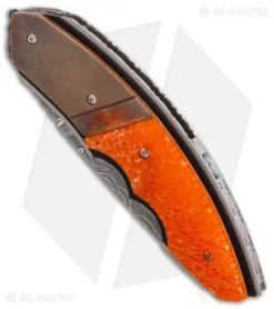 Corrie Schoeman Snout Liner Lock Knife Orange Giraffe Bone (2.5" Damascus) -Benchmade Shop Corrie Schoeman Snout Orange Giraffe Bone Damascus BHQ 86775 er spine