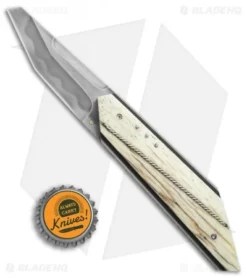 Corrie Schoeman T-Mate Flipper Knife Giraffe Bone (2.5" Hamon) -Benchmade Shop Corrie Schoeman T mate giraffe bone hamon BHQ 72039 er size