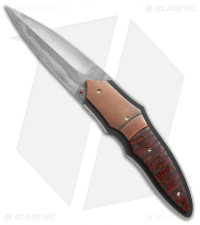 Corrie Schoeman X-Plain Flipper Knife Red Stabilized Pod (2.75" Hamon) 1 Corrie Schoeman X-Plain Flipper Knife Red Stabilized Pod (2.75" Hamon)