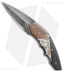Corrie Schoeman X-Ecute Flipper Knife Abalone/Carbon Fiber (6" Damascus)