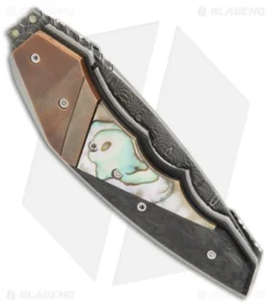 Corrie Schoeman X-Ecute Flipper Knife Abalone/Carbon Fiber (6" Damascus) -Benchmade Shop Corrie Schoeman XEcute abalone cf damascus BHQ 72036 er side