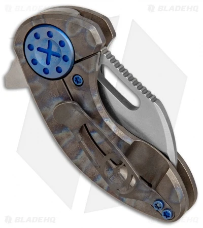 Curtiss Custom Custom Nano Flipper Knife Heat Ano Ti W/ Blue Hardware (2" SW) 2 Curtiss Custom Custom Nano Flipper Knife Heat Ano Ti W/ Blue Hardware (2" SW) - Image 2