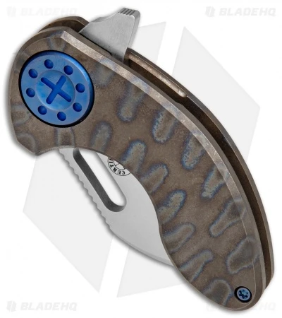 Curtiss Custom Custom Nano Flipper Knife Heat Ano Ti W/ Blue Hardware (2" SW) 3 Curtiss Custom Custom Nano Flipper Knife Heat Ano Ti W/ Blue Hardware (2" SW) - Image 3