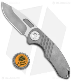 Curtiss Custom F3 Med Slim Frame Lock Knife Gray SW Titanium (3.15" TT MagnaCut) -Benchmade Shop Curtiss Knives F3 Medium Slim FL Gray SM Milled Ti SW BHQ 172873 jr bottlecap