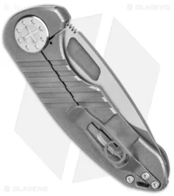 Curtiss Custom F3 Med Slim Frame Lock Knife Gray SW Titanium (3.15" TT MagnaCut) -Benchmade Shop Curtiss Knives F3 Medium Slim FL Gray SM Milled Ti SW BHQ 172873 jr side