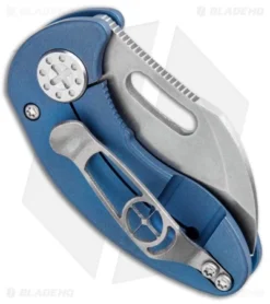 Curtiss Custom Knives Nano Frame Lock Folder Knife Blue Titanium (1.875" SW) 6 Curtiss Custom Knives Nano Frame Lock Folder Knife Blue Titanium (1.875" SW) -Benchmade Shop Curtiss Knives Nano FL Blue Ti SW BHQ 93079 jr side