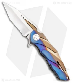 Dew Hara Custom Kisaragi Flipper Knife Gold/Blue Gradient (2.5" Mirror) Japan